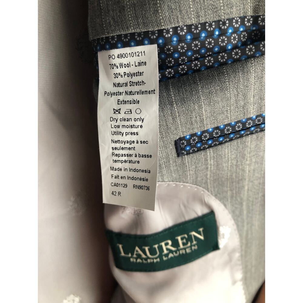 Lauren Ralph Lauren Men Gray Wool Suit Jacket Size 42R - Picture 13 of 14